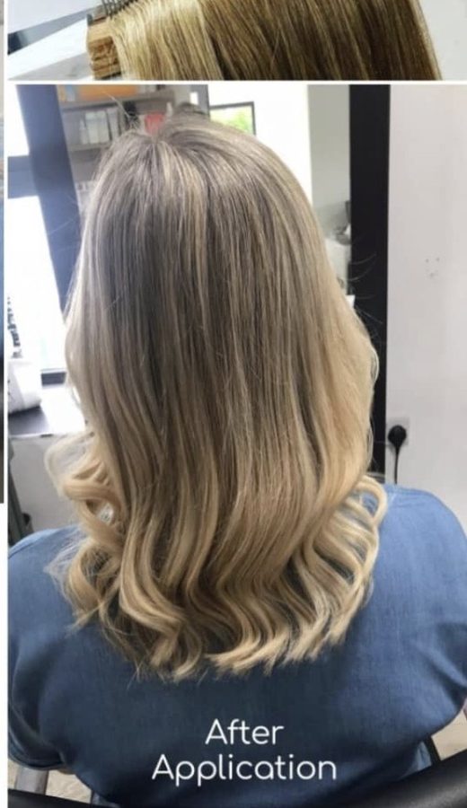 Longer, fuller hair with a wavy blow-dry after extensions at INCH Hair Design